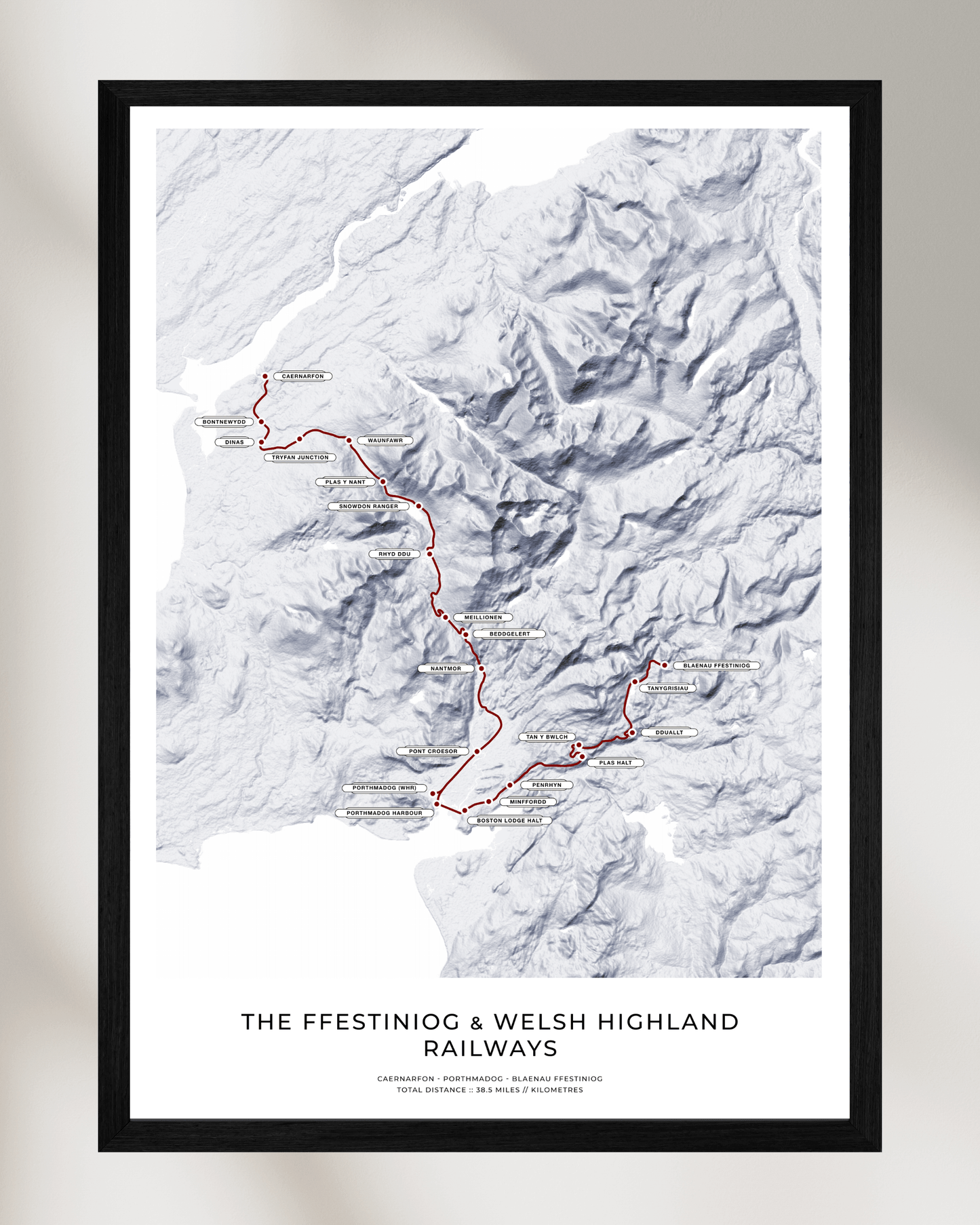 Ffestiniog & Welsh Highland Railways - Fine Art Railway Map