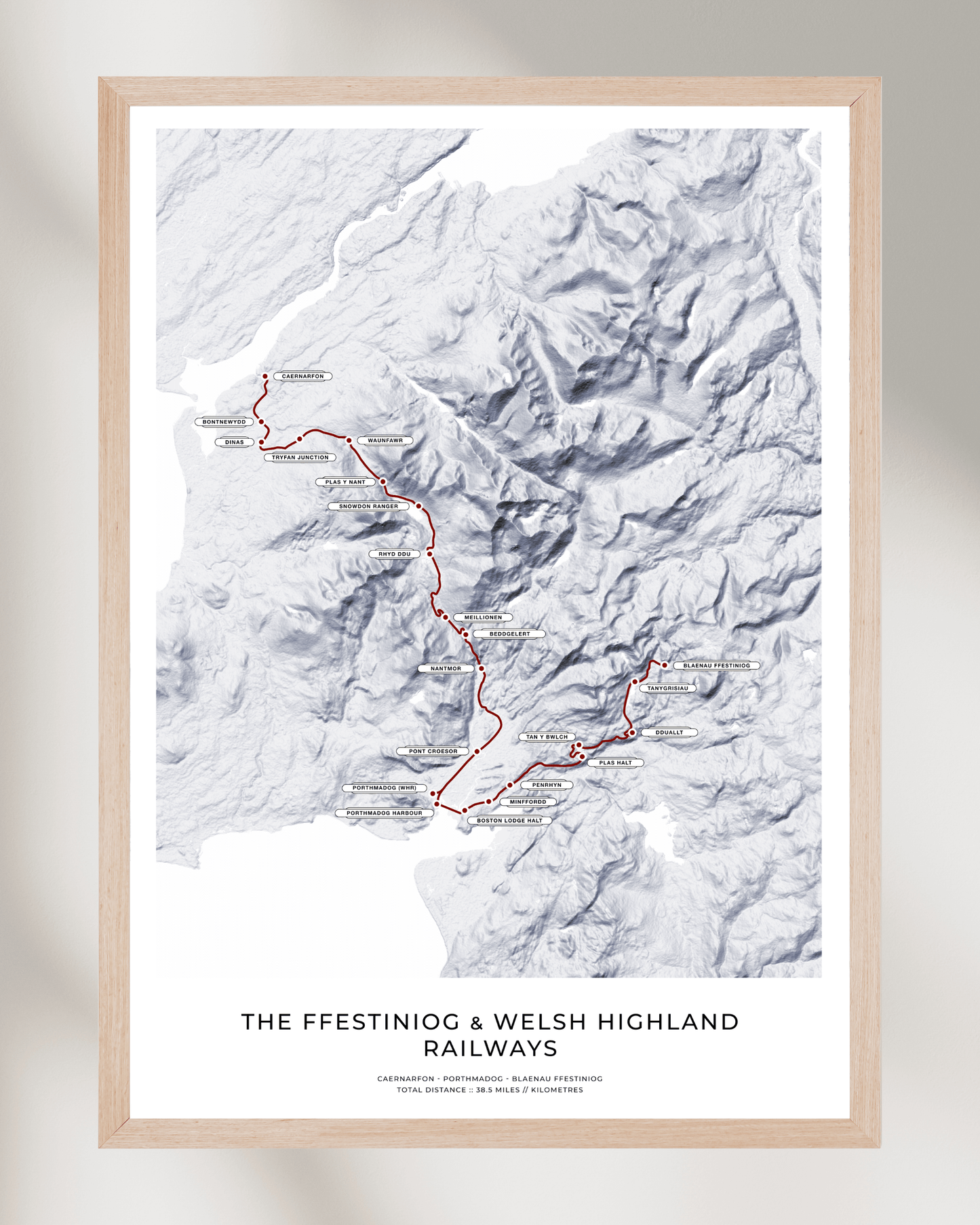 Ffestiniog & Welsh Highland Railways - Fine Art Railway Map