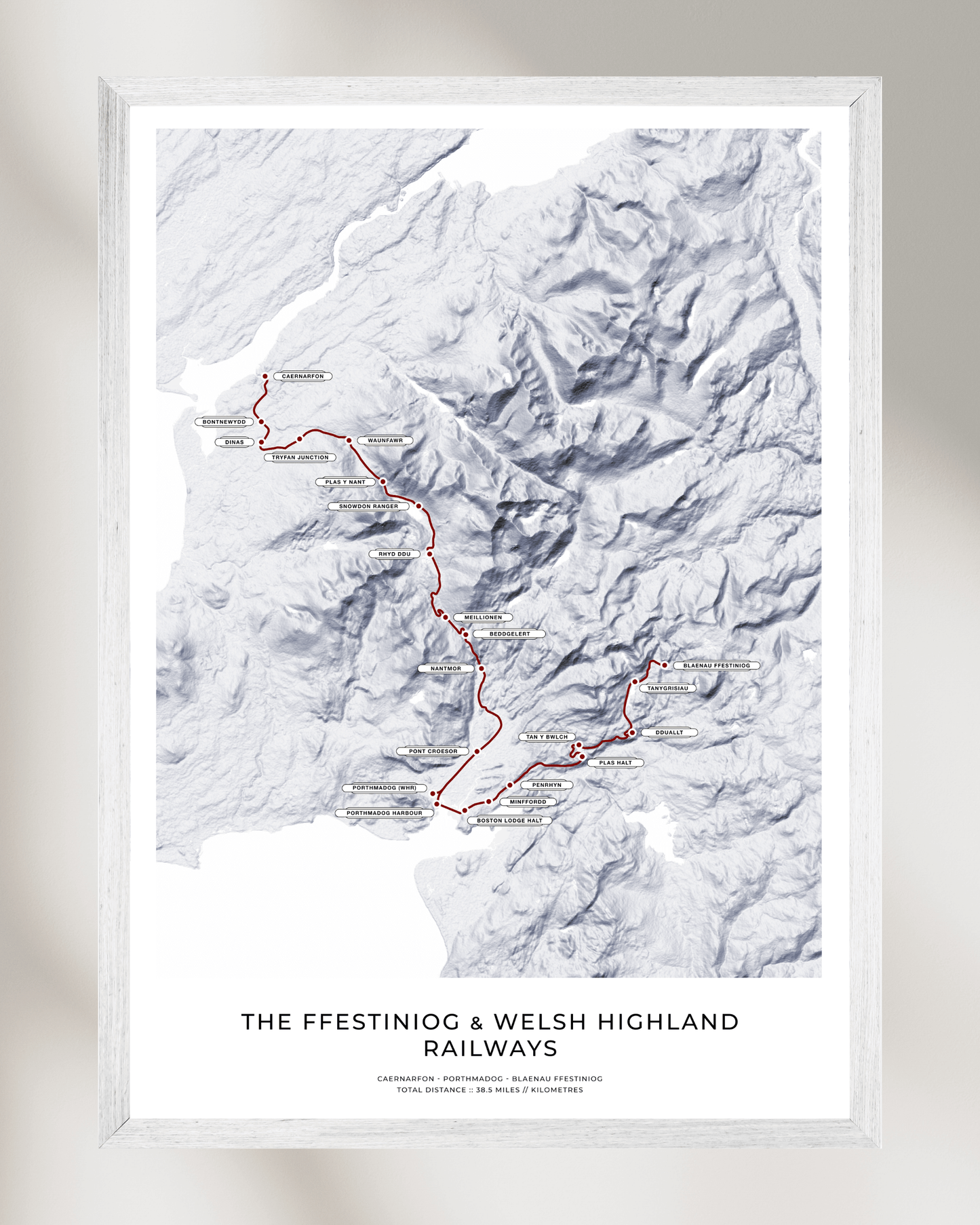 Ffestiniog & Welsh Highland Railways - Fine Art Railway Map