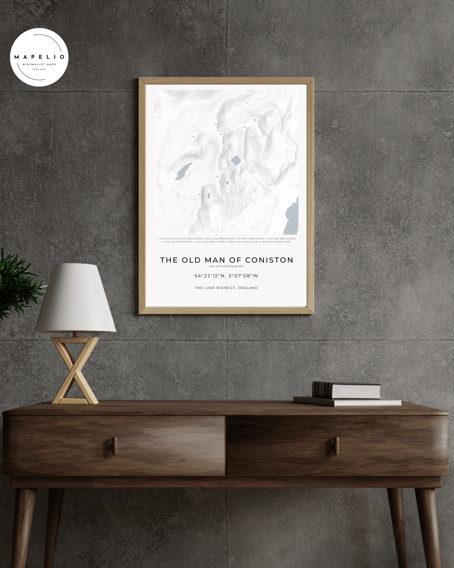 The Old Man of Coniston & Surrounding peaks - Contour Map