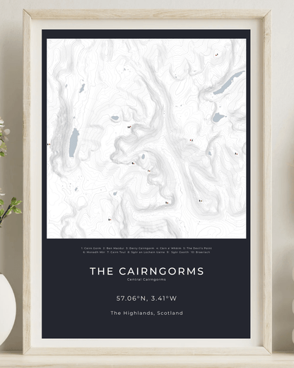 The Central Cairngorms -  Framed Map Poster