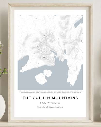 The Cuillin Mountains -  Framed Contour Map Poster