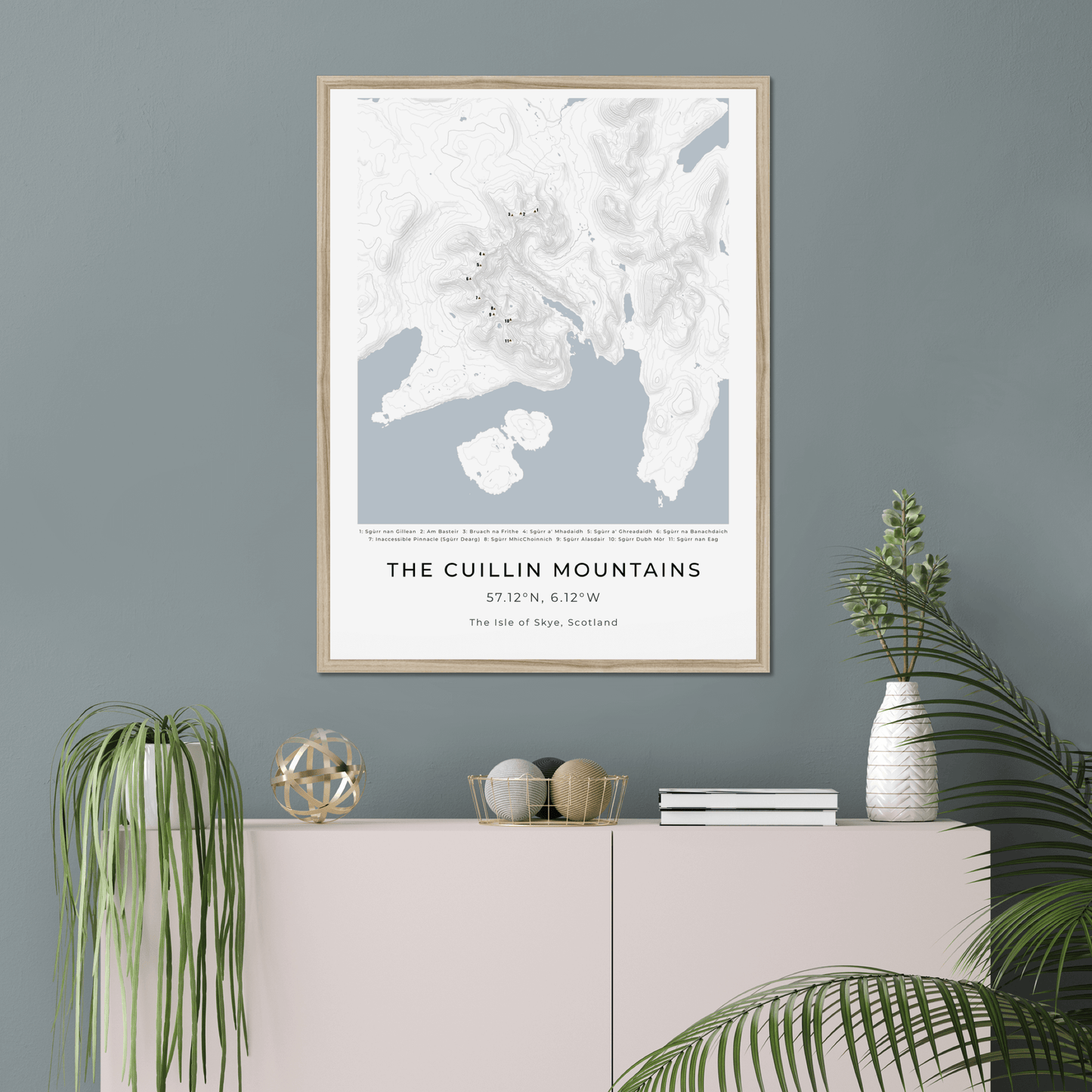 The Cuillin Mountains -  Framed Contour Map Poster