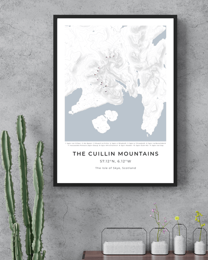 The Cuillin Mountains -  Framed Contour Map Poster