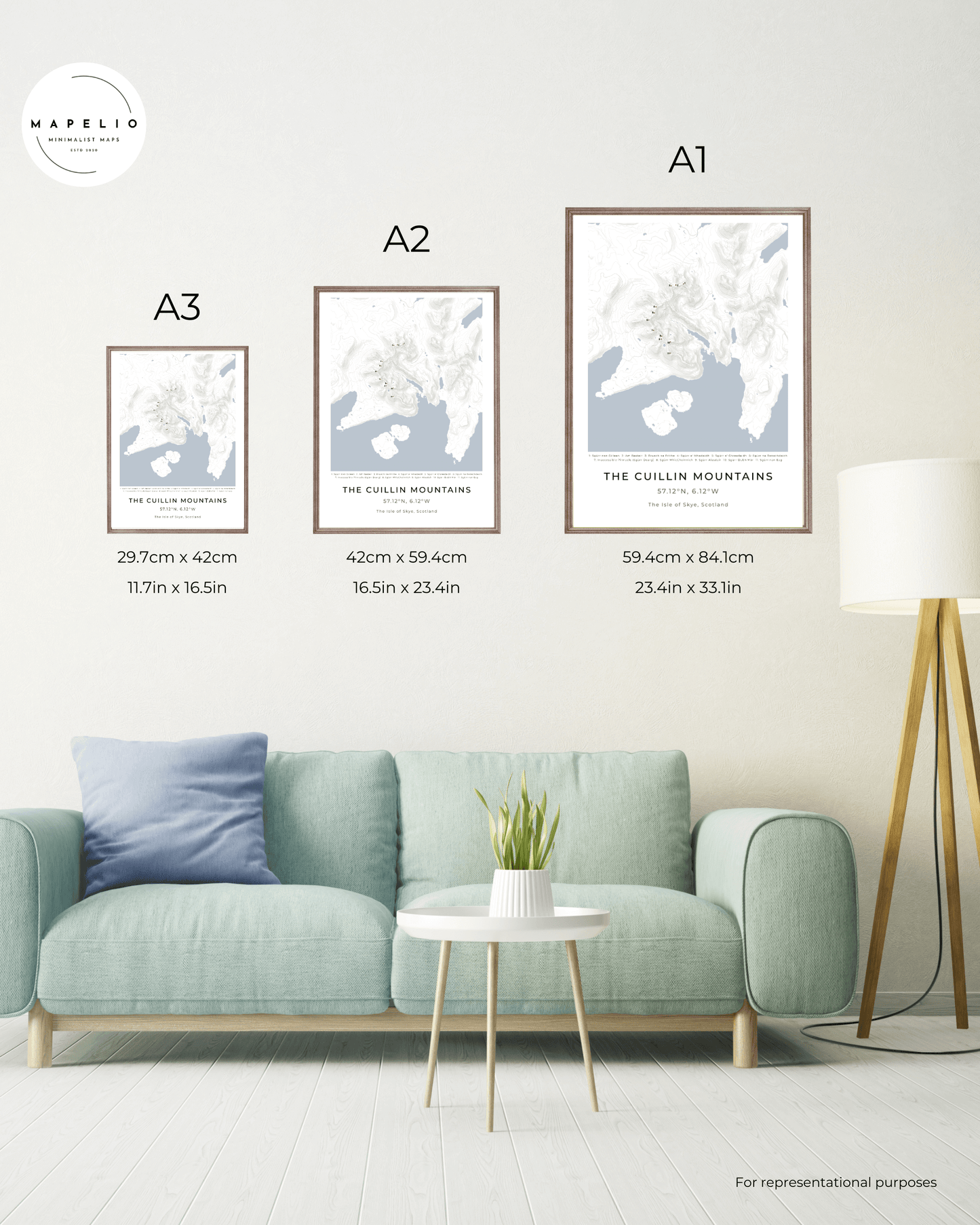 The Cuillin Mountains -  Framed Contour Map Poster