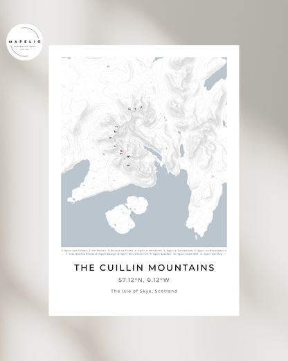 The Cuillin Mountains -  Framed Contour Map Poster