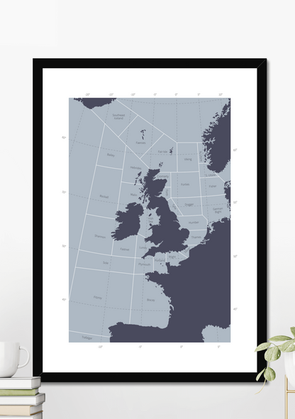 The Shipping Forecast Areas -  Framed Map