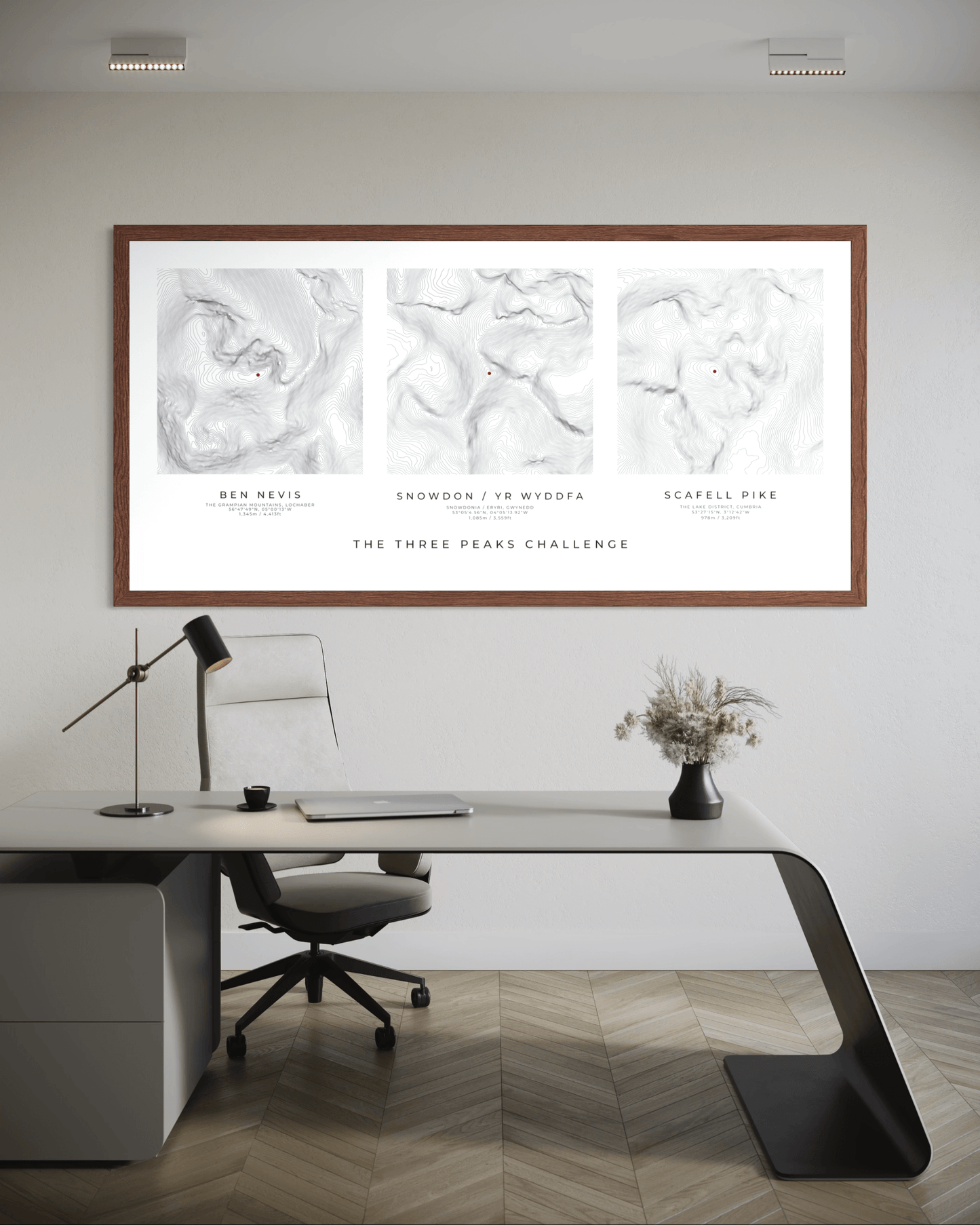 The Three Peaks Challenge - Summit Poster Print - White