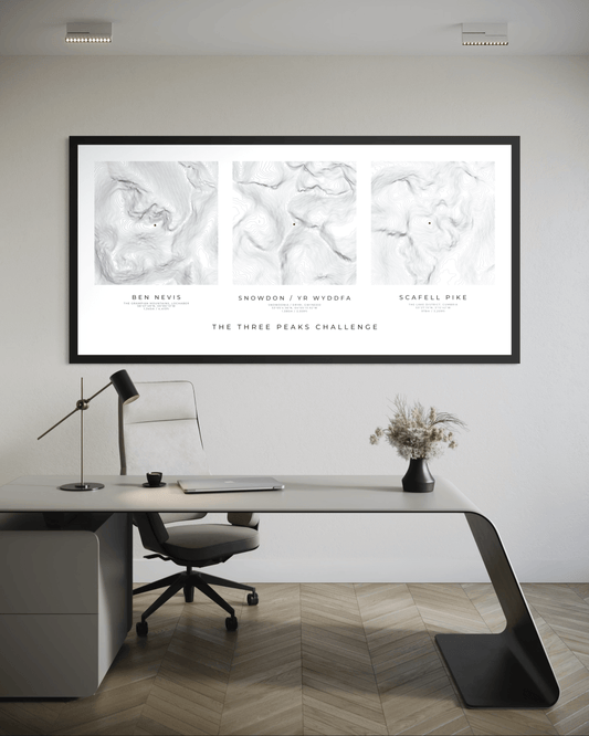 The Three Peaks Challenge - Summit Poster Print - White