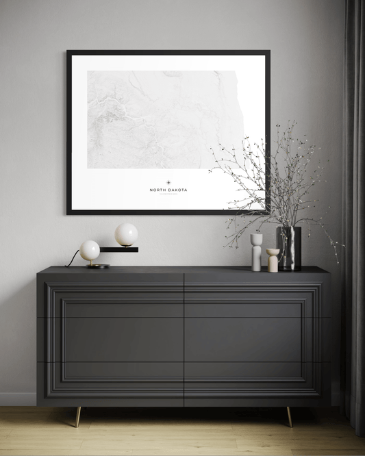 North Dakota - Fine Art Topographical Map Print