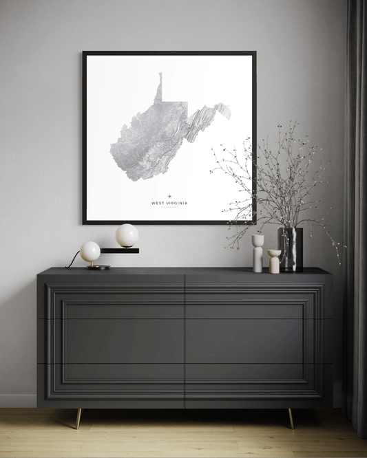 West Virginia - Fine Art Topographical Map Print