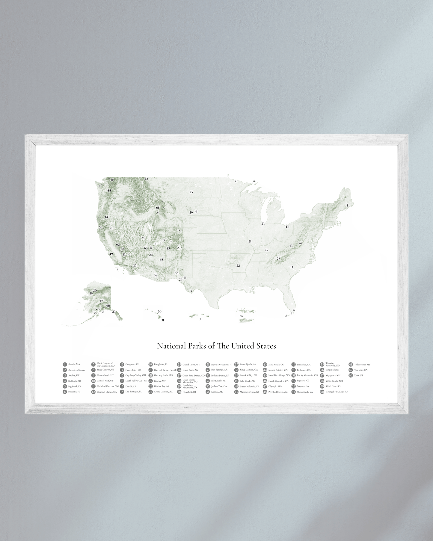 US National Parks Map - Fine Art Topographical Print