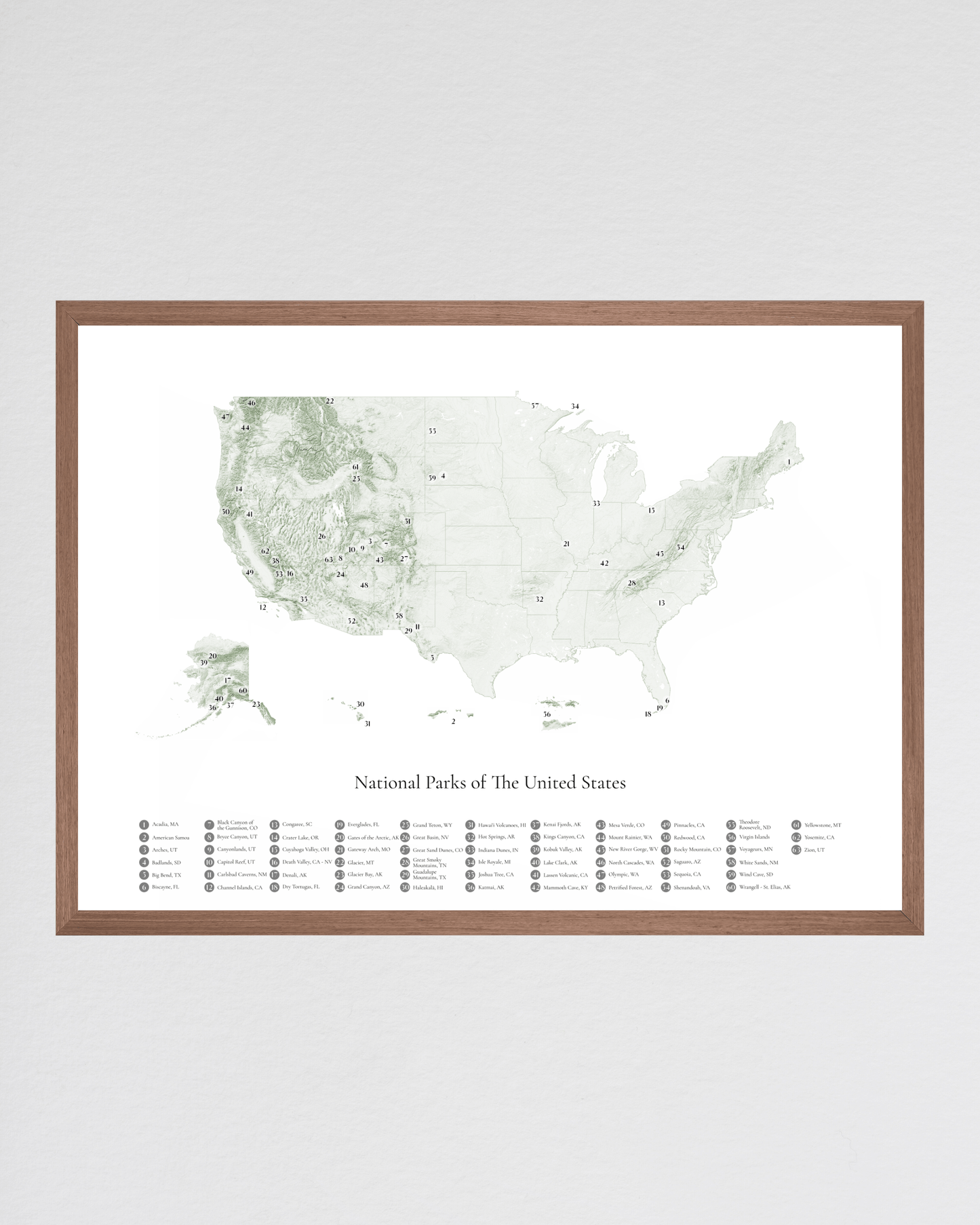 US National Parks Map - Fine Art Topographical Print