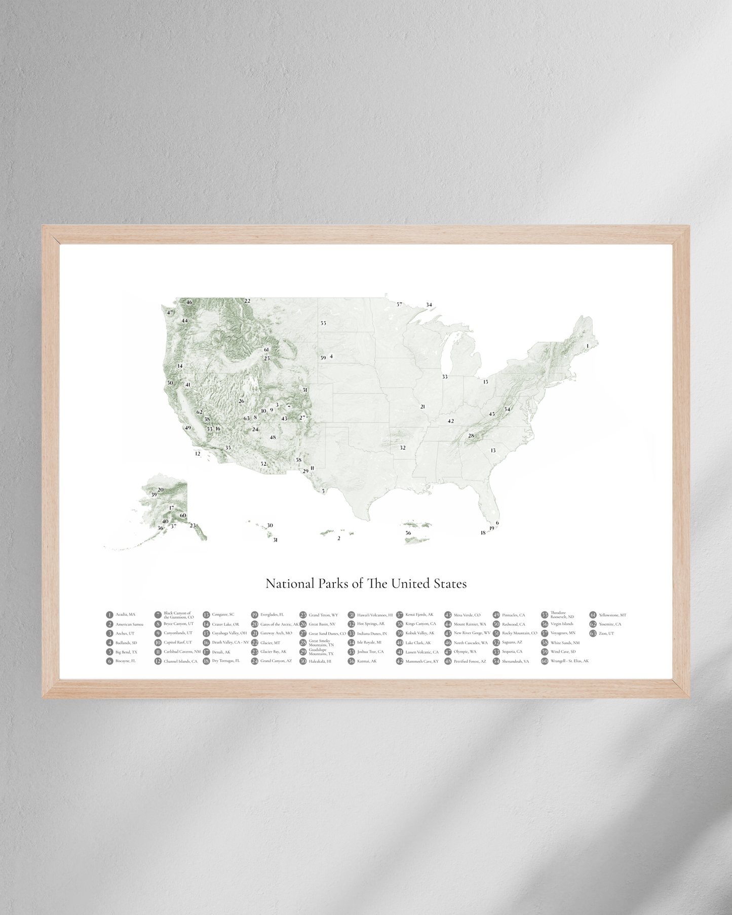 US National Parks Map - Fine Art Topographical Print