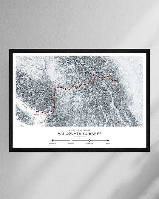 Vancouver to Banff - The Rocky Mountains Railway Map
