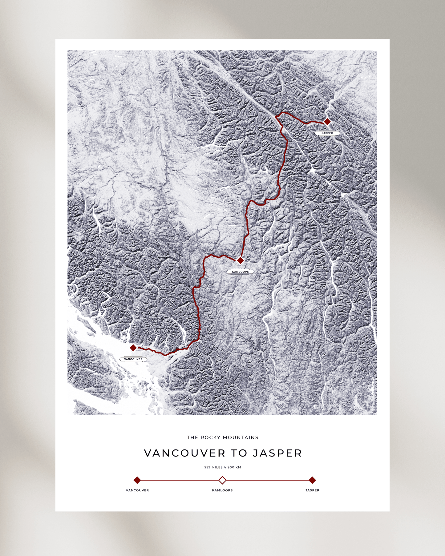 Vancouver to Jasper - The Rocky Mountains Railway Map