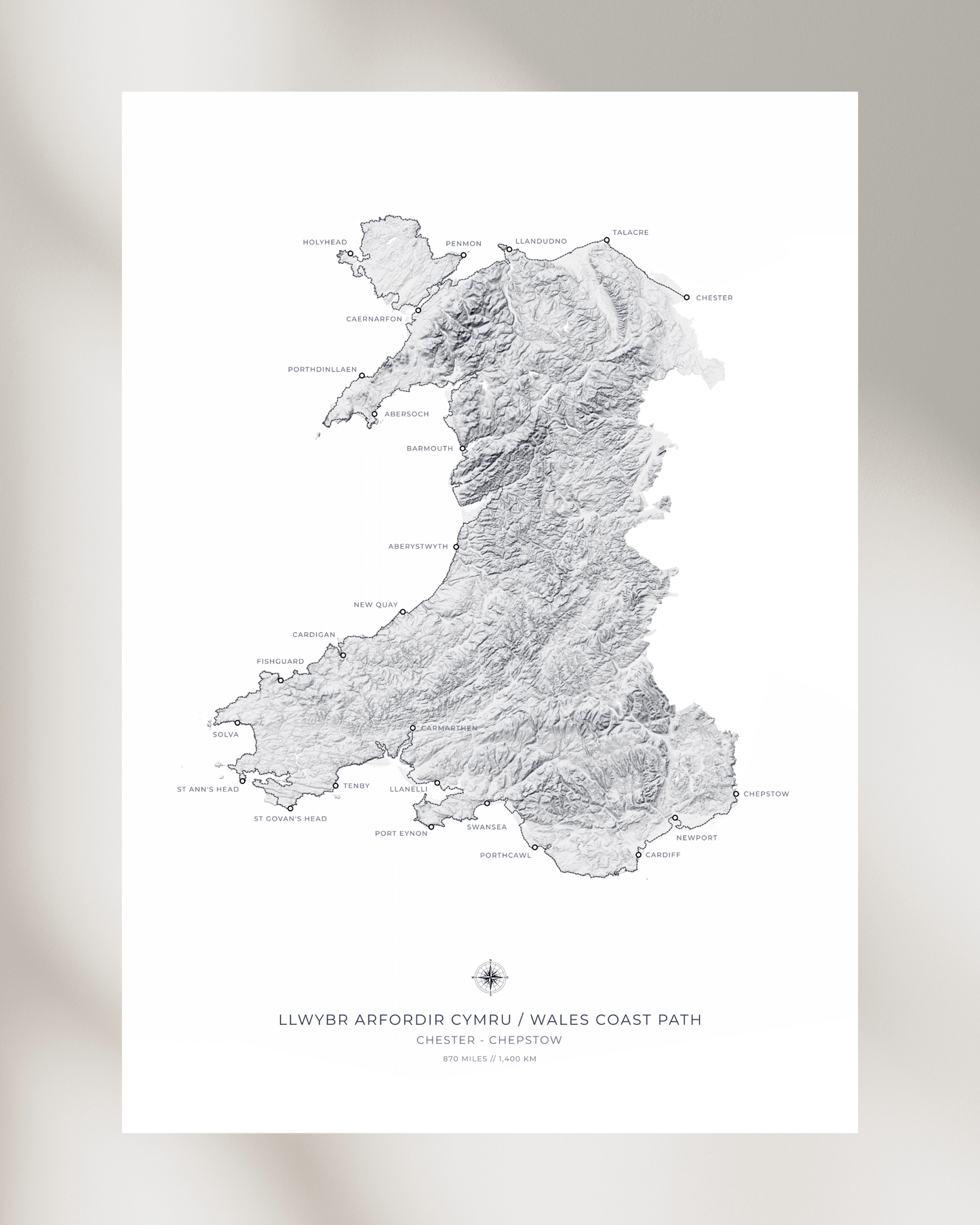 Wales Coast Path - Fine Art Topographical Map Print