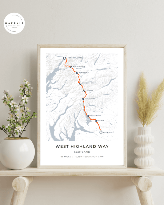 West Highland Way -  Framed Route Map Poster