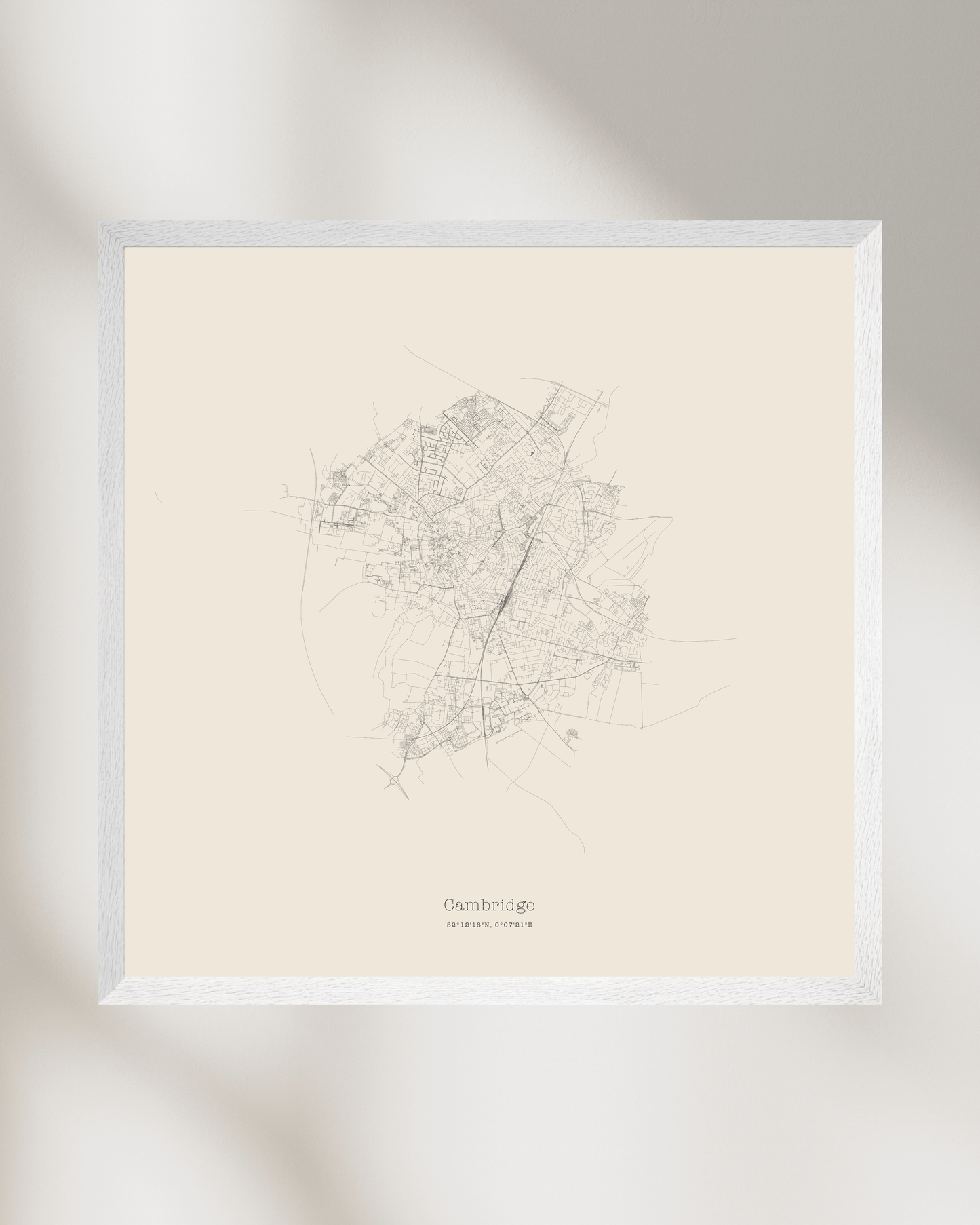 Cambridge - City Map - Minimalist Fine Art Print - Taupe