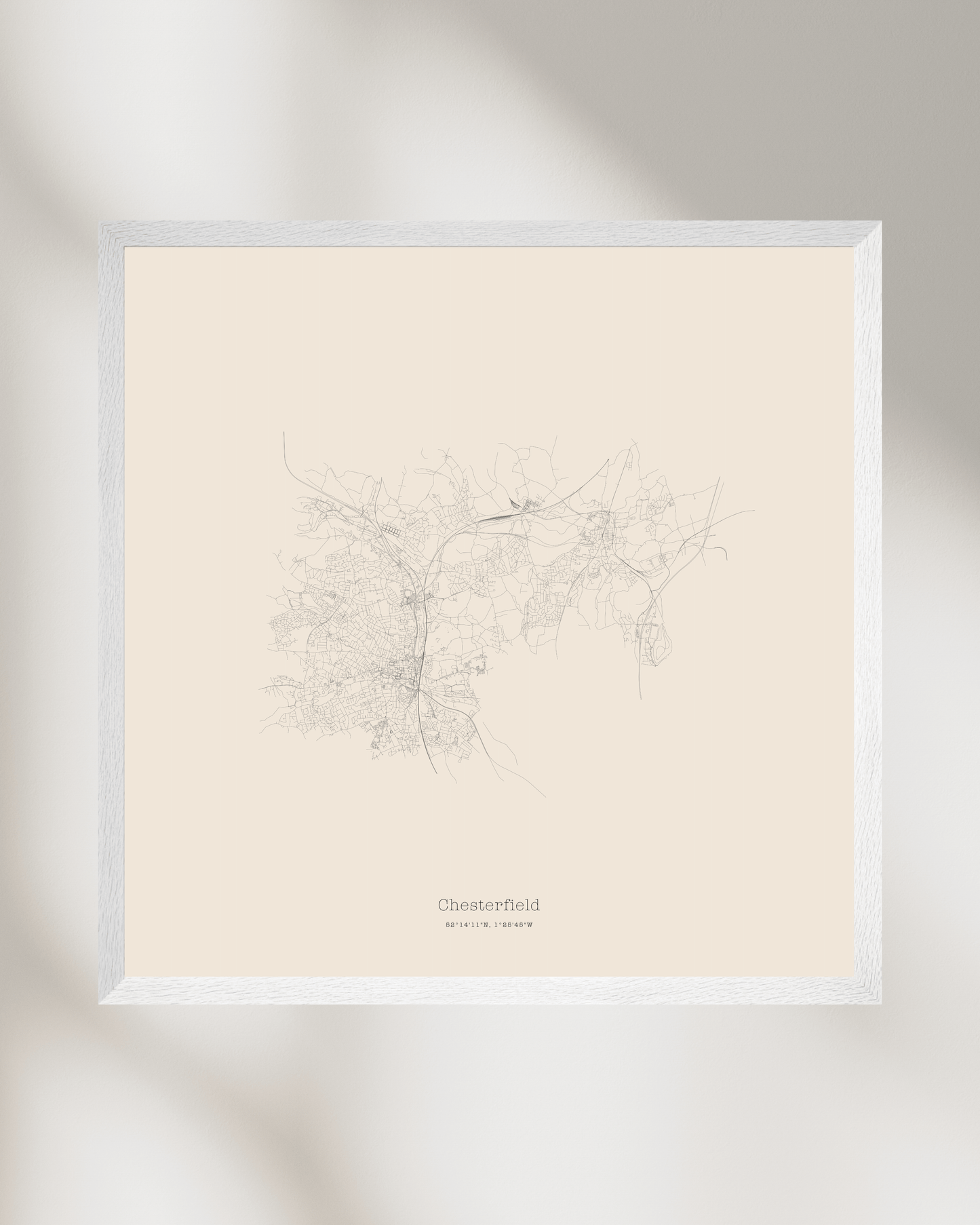Chesterfield - Minimalist City Map - Fine Art Print - Taupe