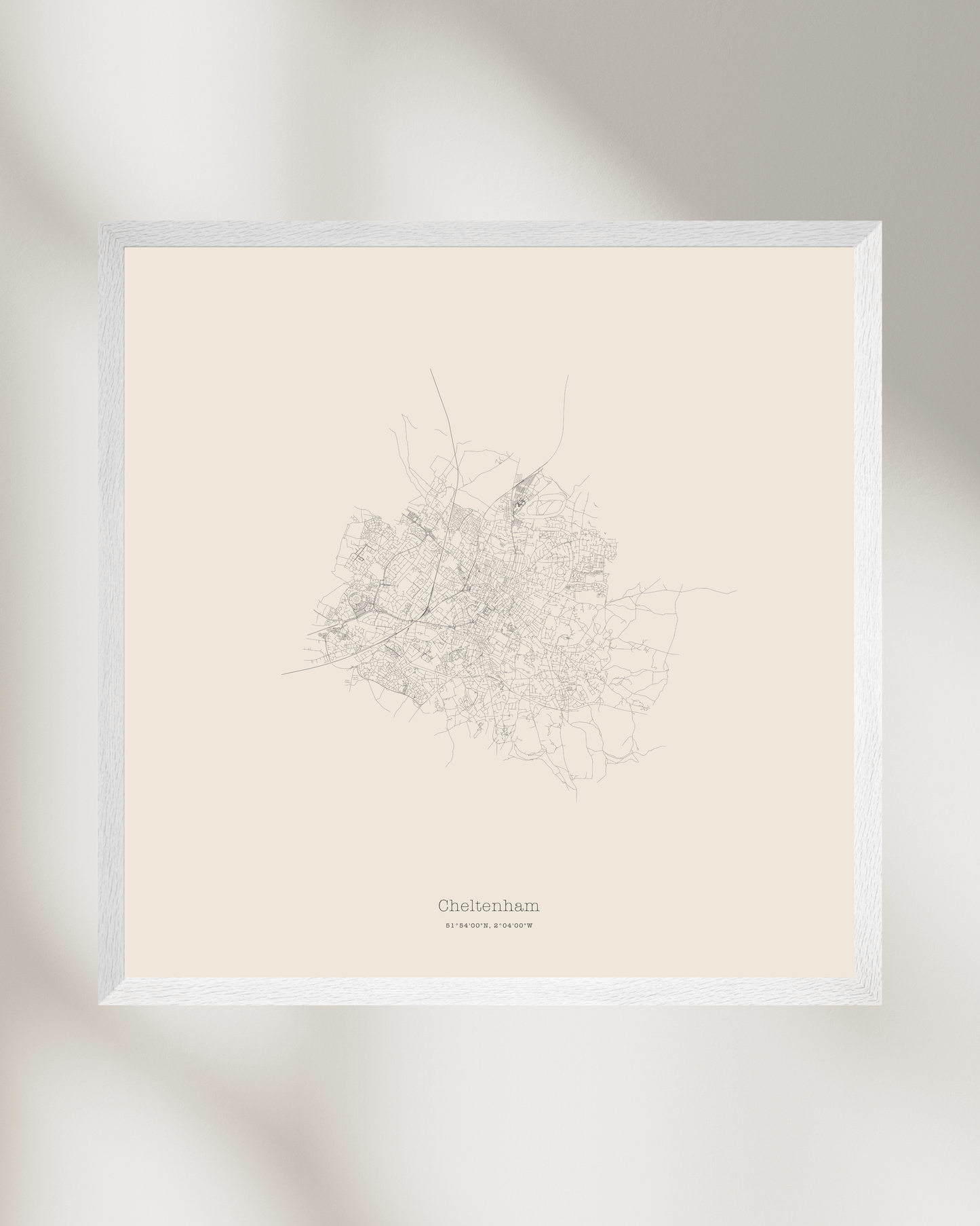 Cheltenham - Minimalist City Map - Fine Art Print - Taupe