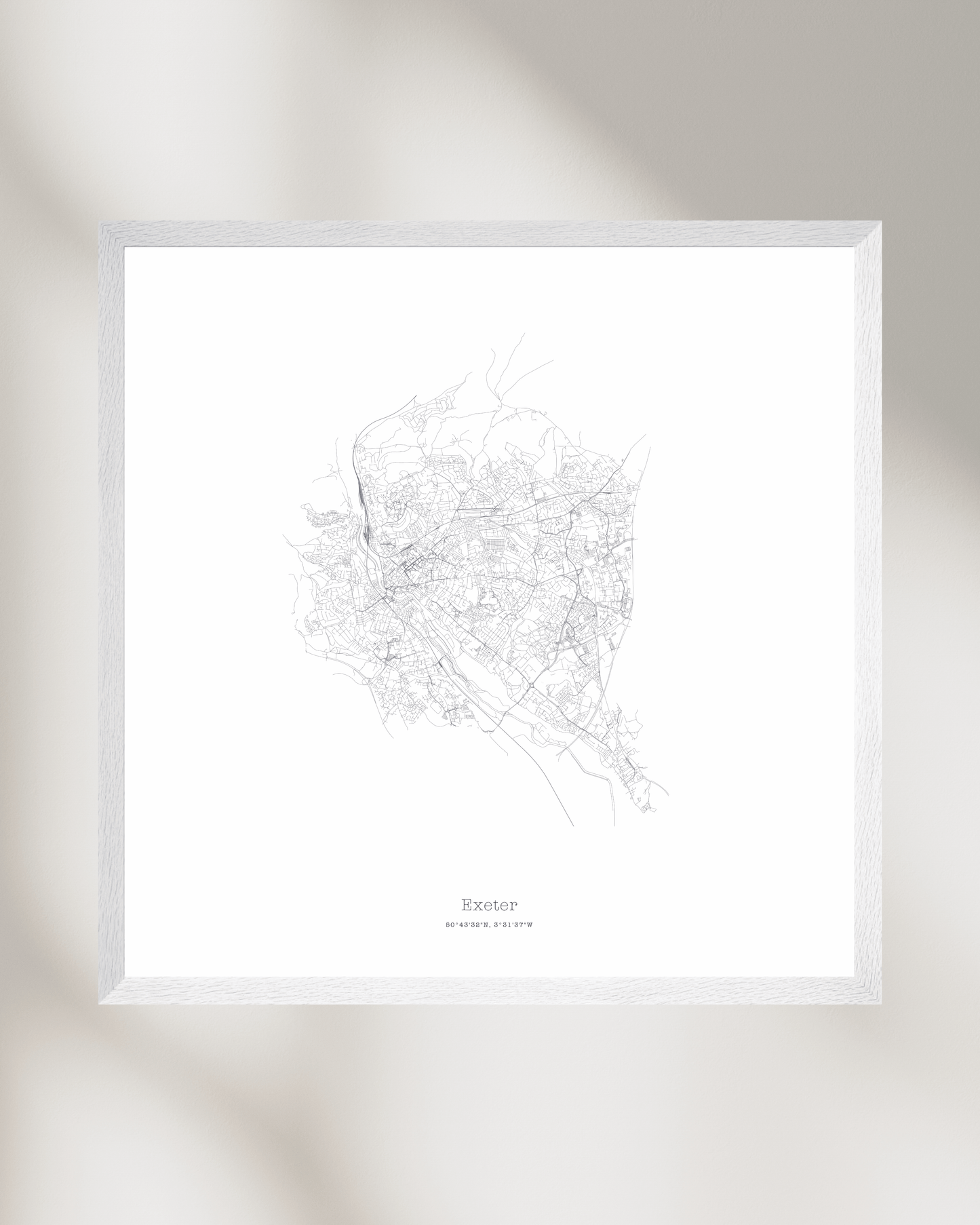 Exeter - Minimalist City Map - Fine Art Print - White