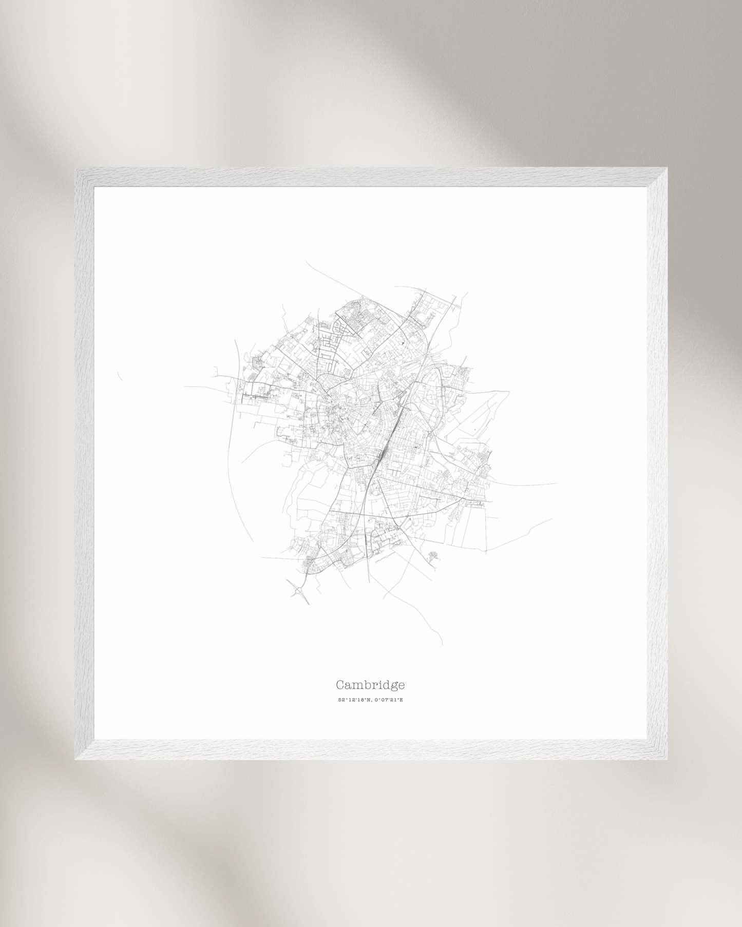 Cambridge - City Map - Minimalist Fine Art Print - White