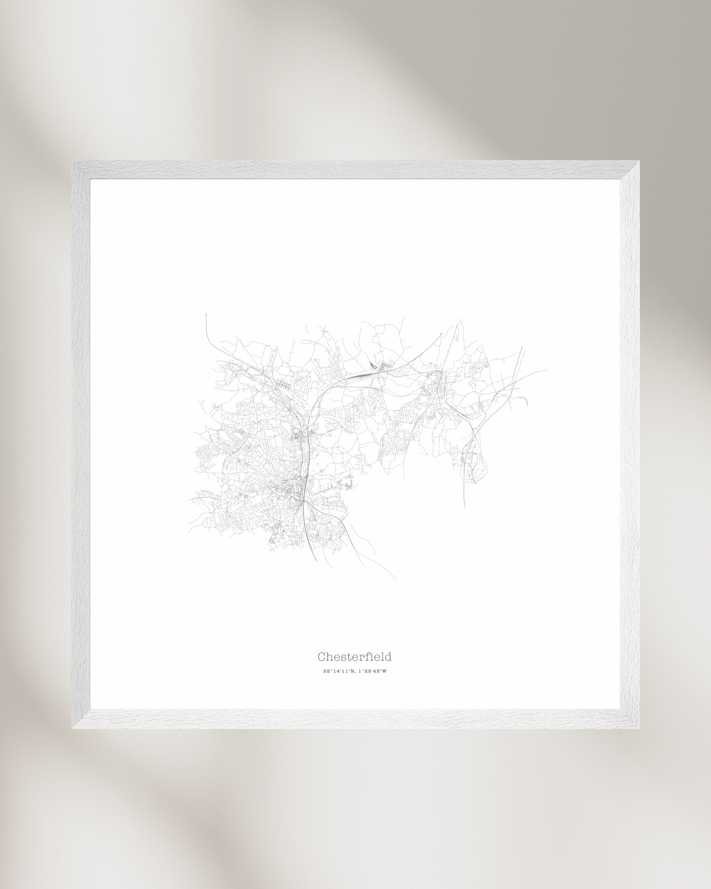 Chesterfield - Minimalist City Map - Fine Art Print - White