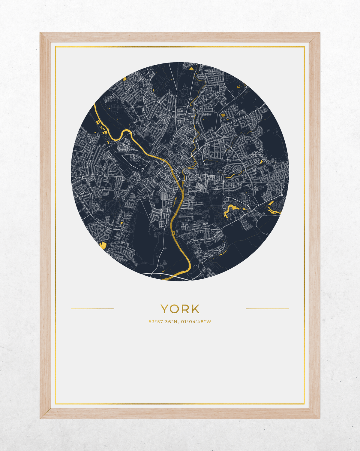 York - Gold Fine Art Map Print
