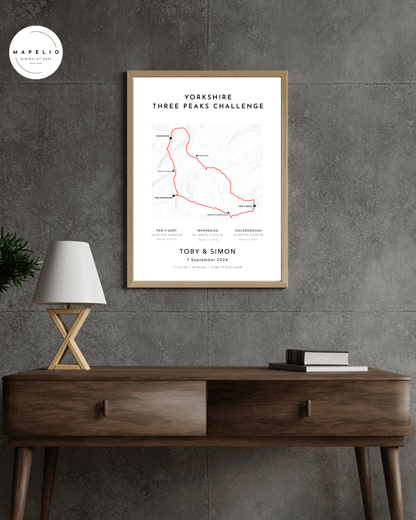 Yorkshire Three Peaks Challenge - personalised map