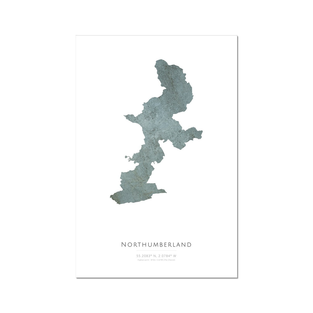 Map of Northumberland -  Fine Art Print