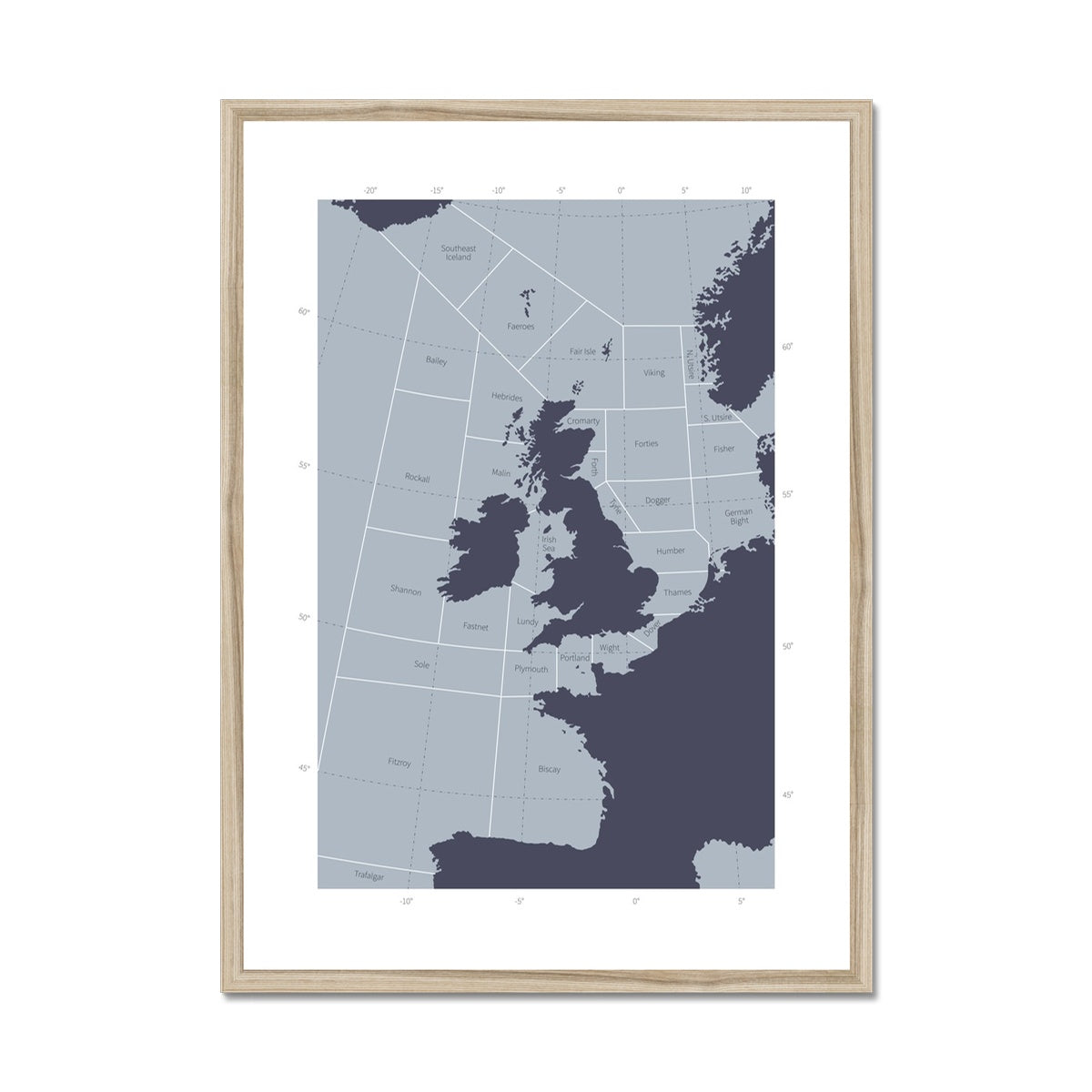 The Shipping Forecast Areas -  Framed Map