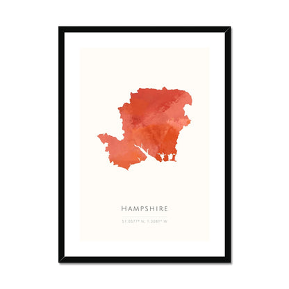 Hampshire -  Framed & Mounted Map