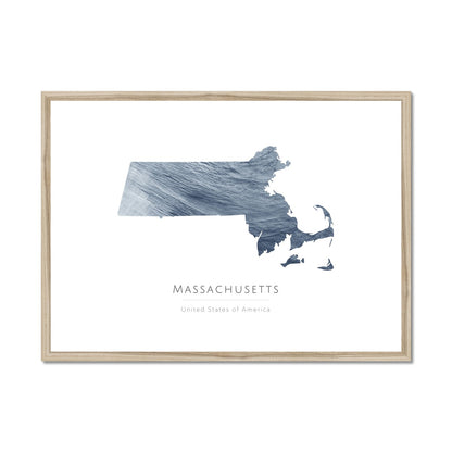 Massachusetts -  Framed & Mounted Map