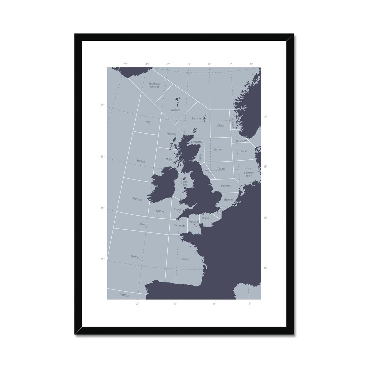 The Shipping Forecast Areas -  Framed Map