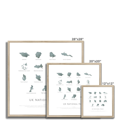 UK National Parks (square) -  Framed & Mounted Map