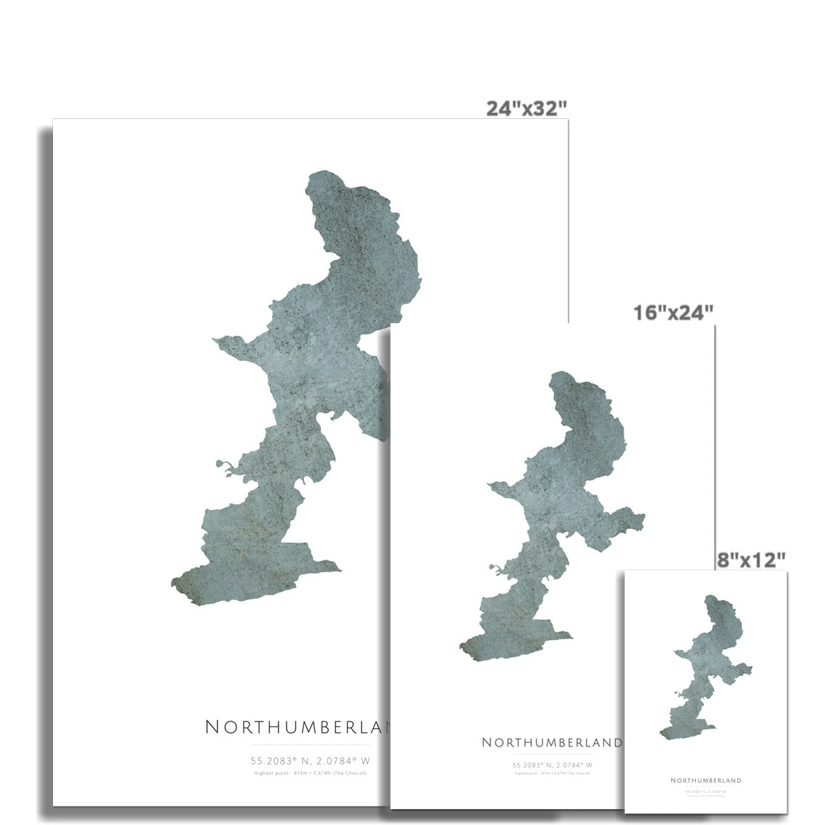 Map of Northumberland -  Fine Art Print
