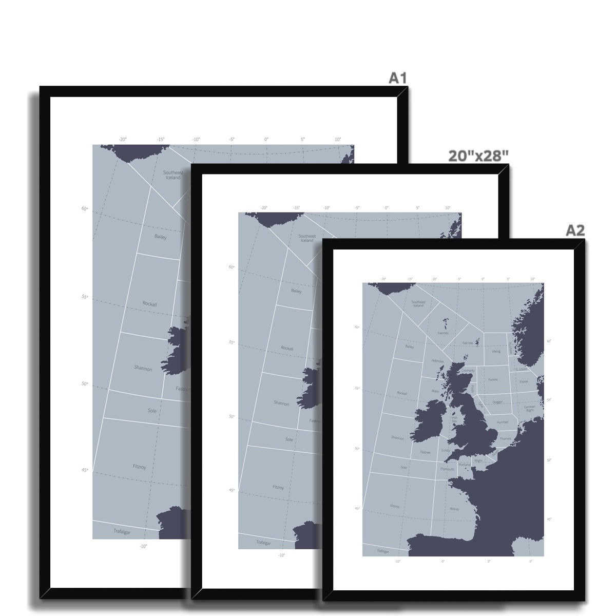 The Shipping Forecast Areas -  Framed Map