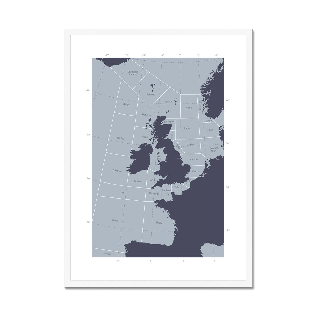 The Shipping Forecast Areas -  Framed Map