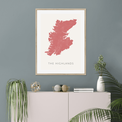 The Highlands -  Framed & Mounted Map