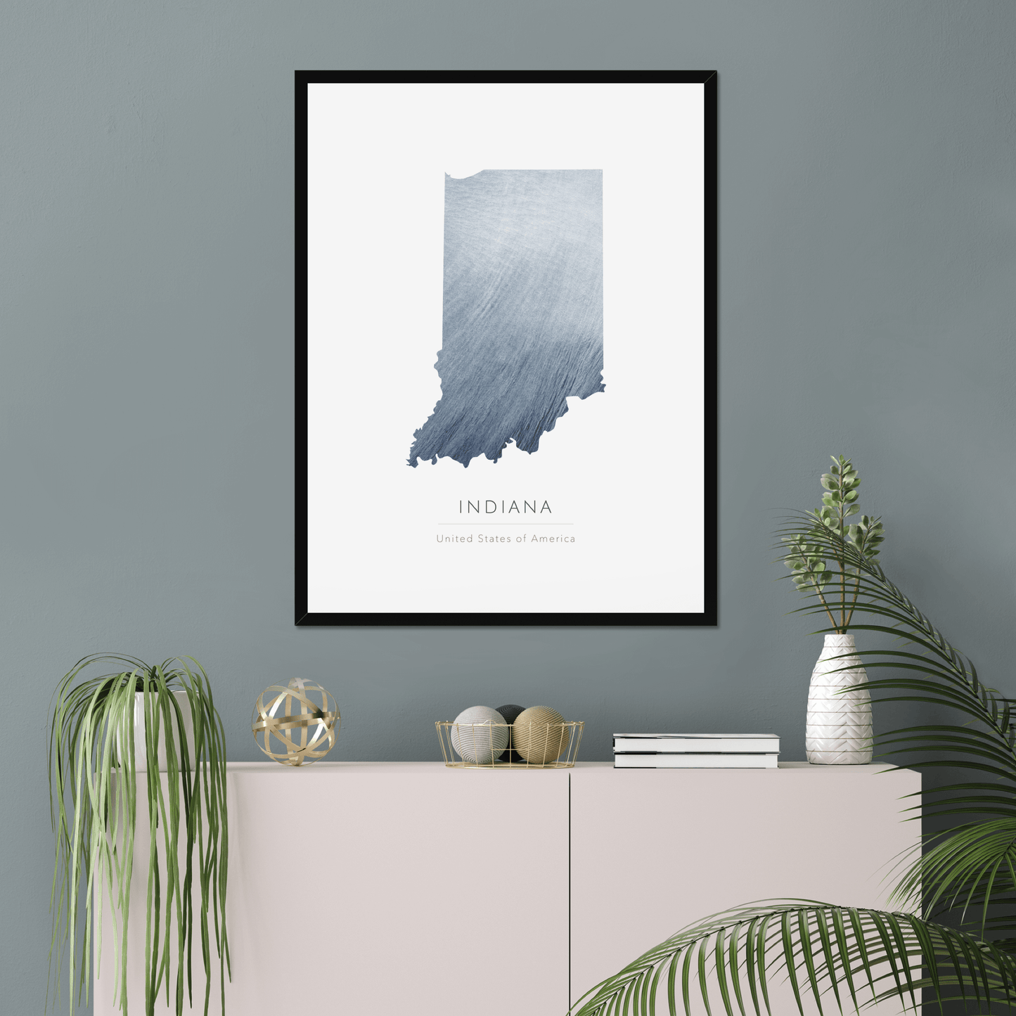 Indiana -  Framed & Mounted Map