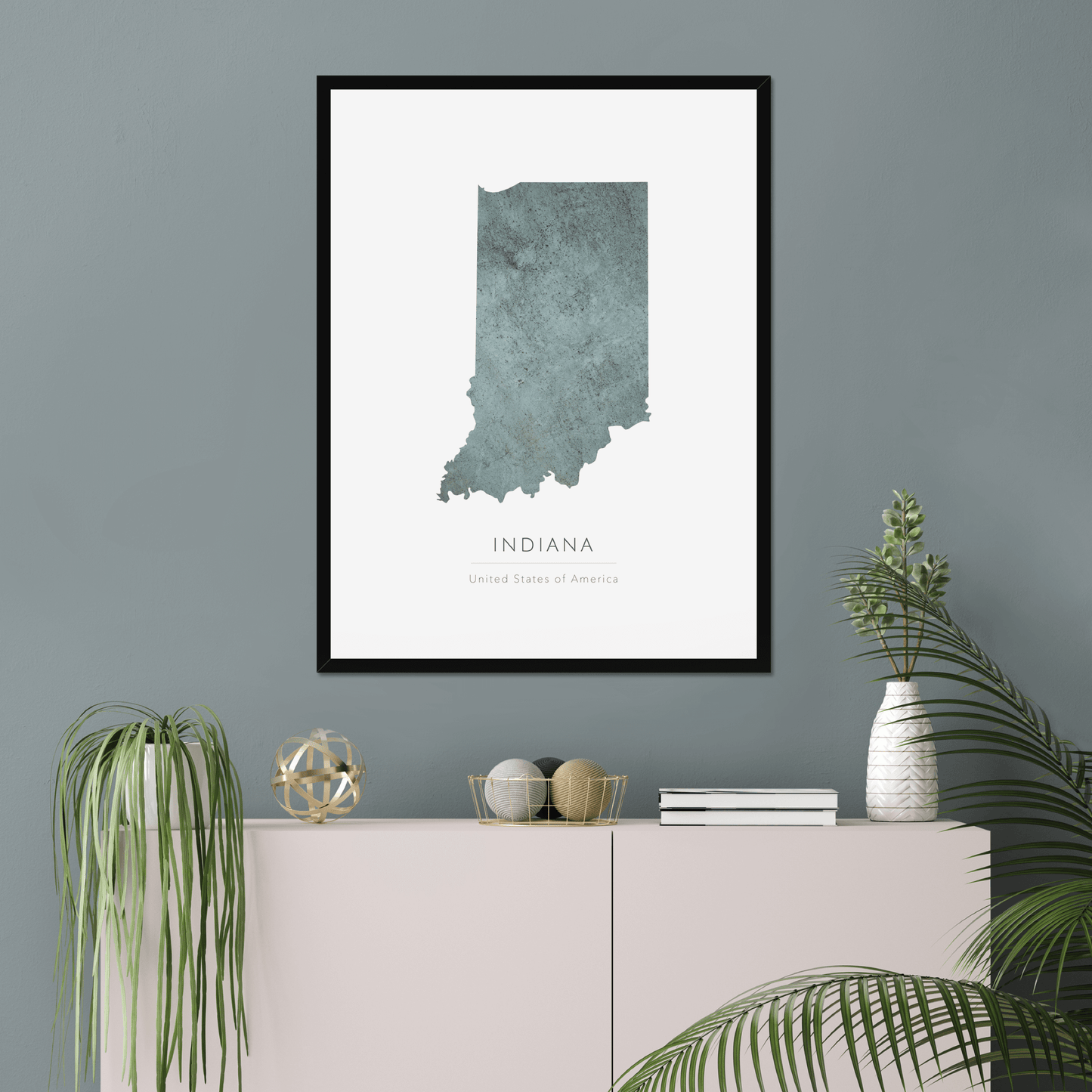 Indiana -  Framed & Mounted Map