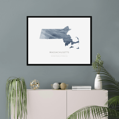 Massachusetts -  Framed & Mounted Map