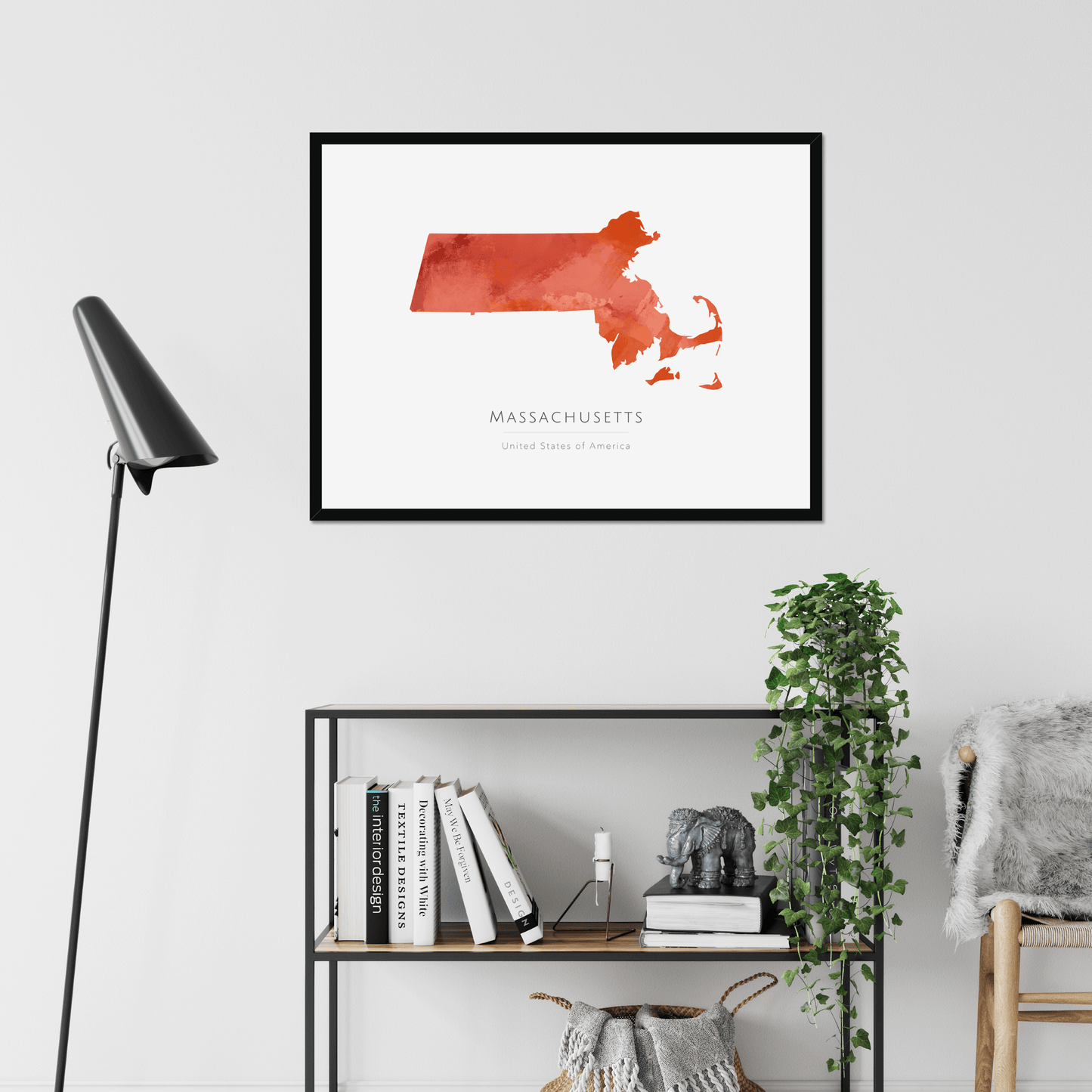 Massachusetts -  Framed & Mounted Map
