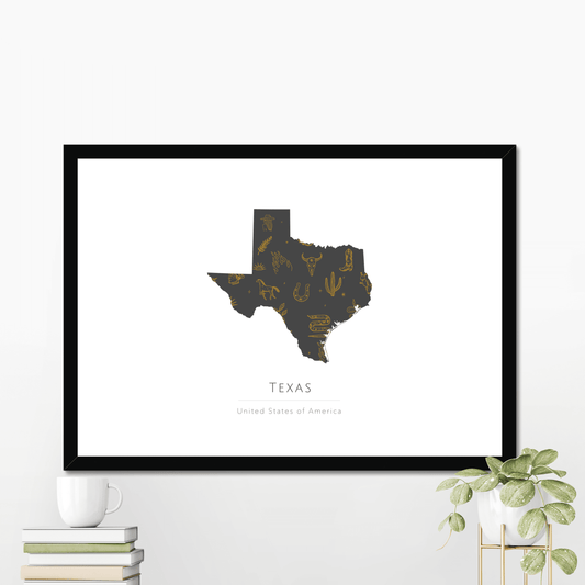 Texas -  Framed & Mounted Map