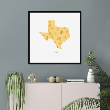 Texas -  Framed & Mounted Map