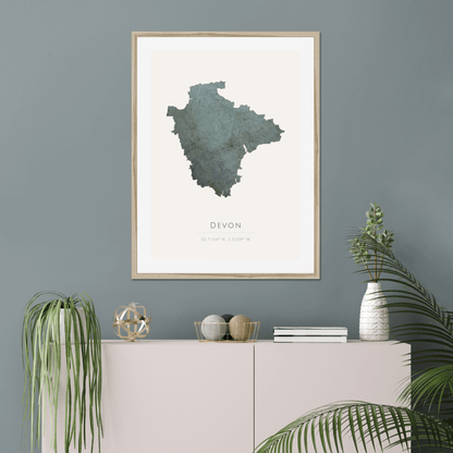 Devon -  Framed & Mounted Map