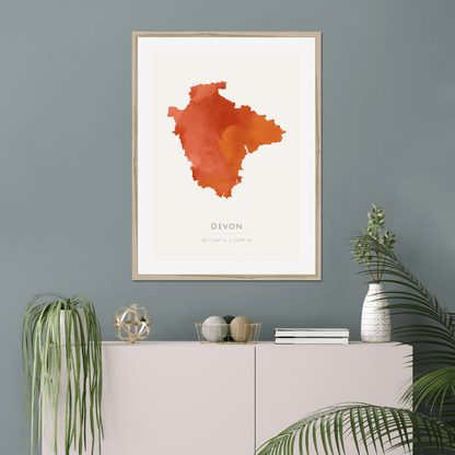 Devon -  Framed & Mounted Map