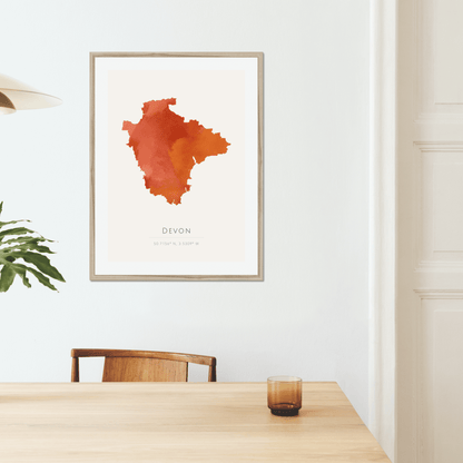 Devon -  Framed & Mounted Map