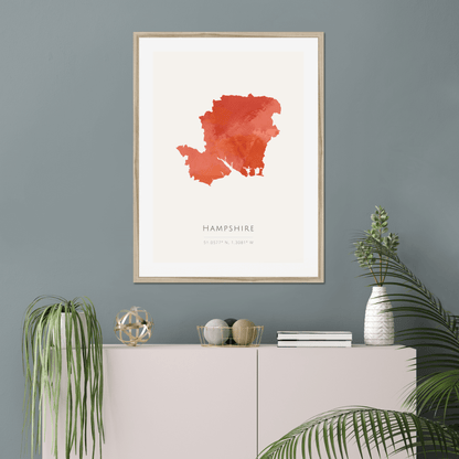 Hampshire -  Framed & Mounted Map